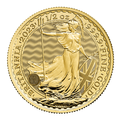 A picture of a 1/2 oz. Gold Britannia Coin (2023)